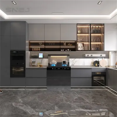 현대 회색 주방 캐비닛